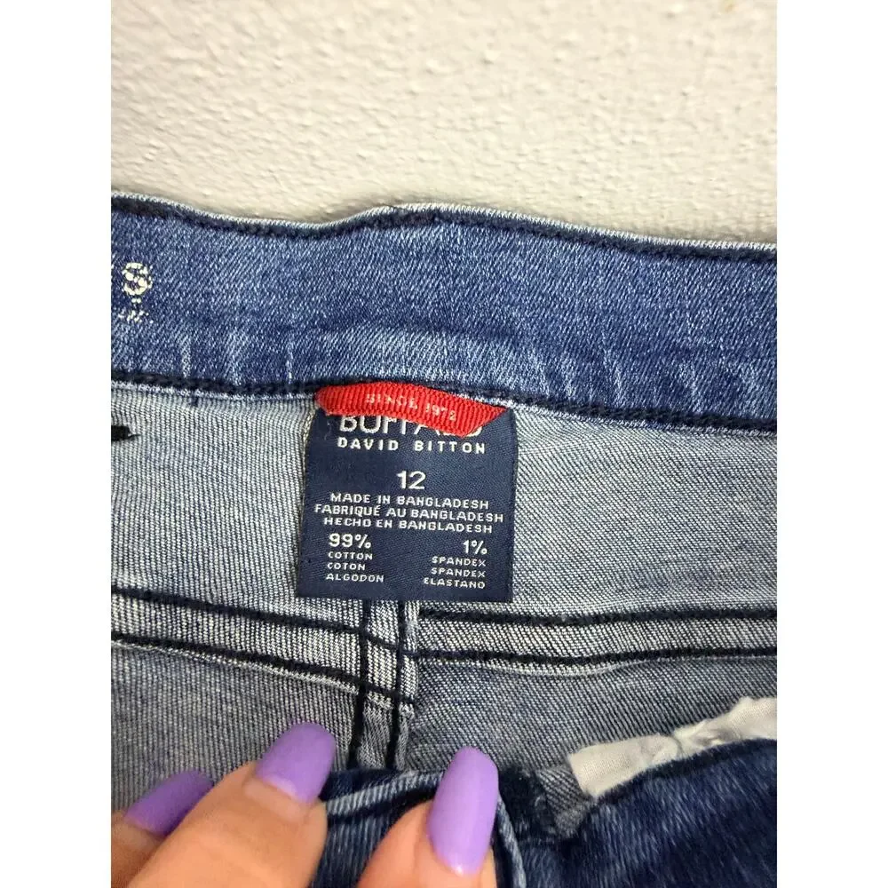 Buffalo David Bitton Jeans Women 12 Mid Rise Straight Medium Wash Stretch Denim